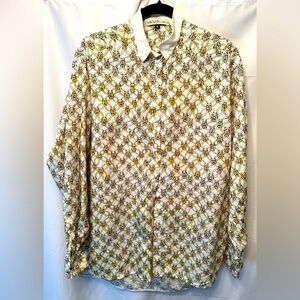 SWASH London Women’s Medium Button Up Shirt White W/ Gold Rope Knots Cotton Silk